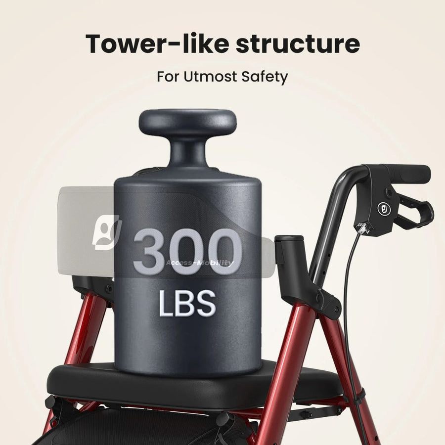 Foldable Rollator Walker for Seniors — 8" Wheels with Seat | StandSupport