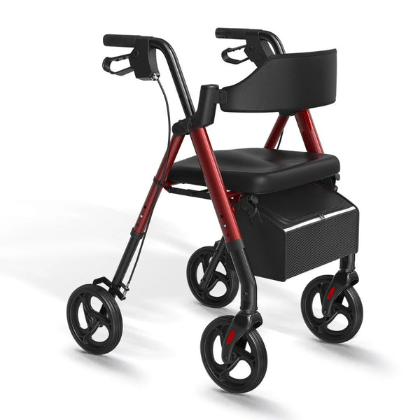 Foldable Rollator Walker for Seniors — 8" Wheels with Seat | StandSupport