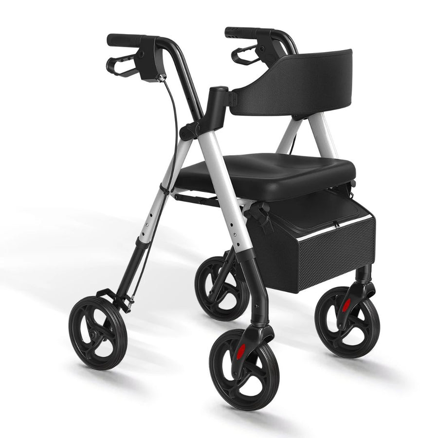 Foldable Rollator Walker for Seniors — 8" Wheels with Seat | StandSupport