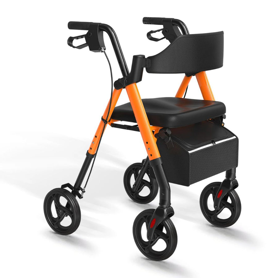 Foldable Rollator Walker for Seniors — 8" Wheels with Seat | StandSupport