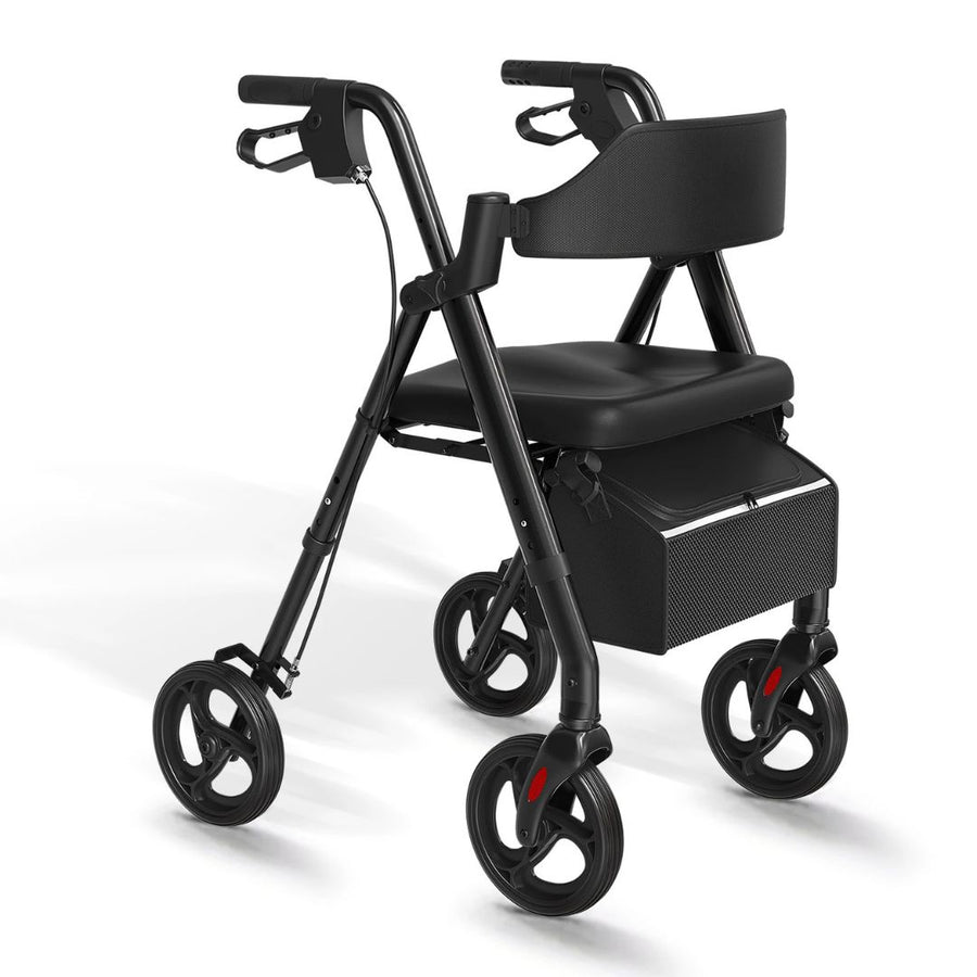 Foldable Rollator Walker for Seniors — 8" Wheels with Seat | StandSupport