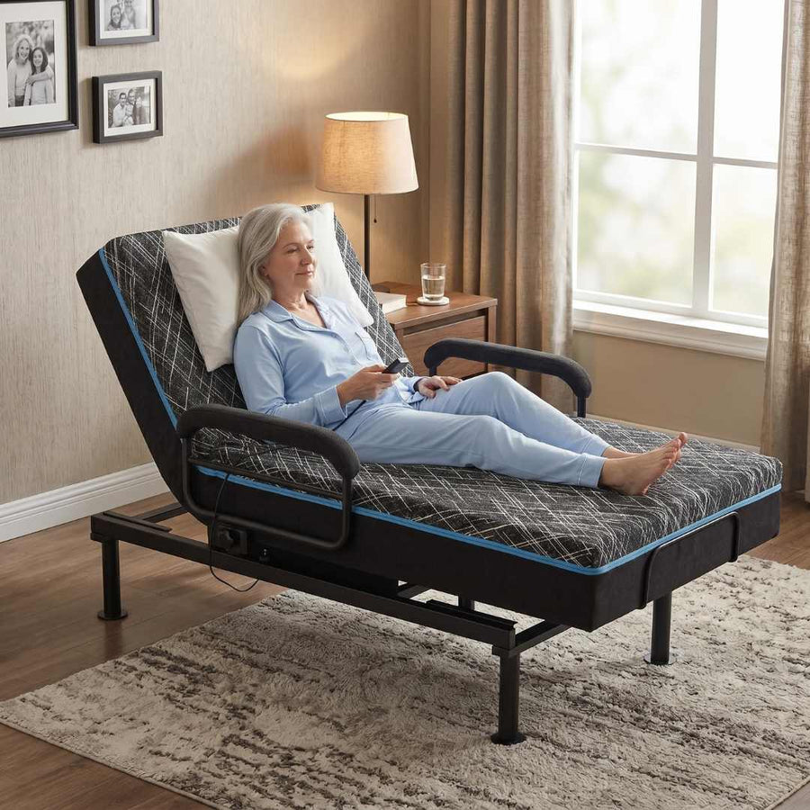 Adjustable Bed for Seniors — Motorized Sleep-to-Stand Bed with CertiPUR-US Mattress