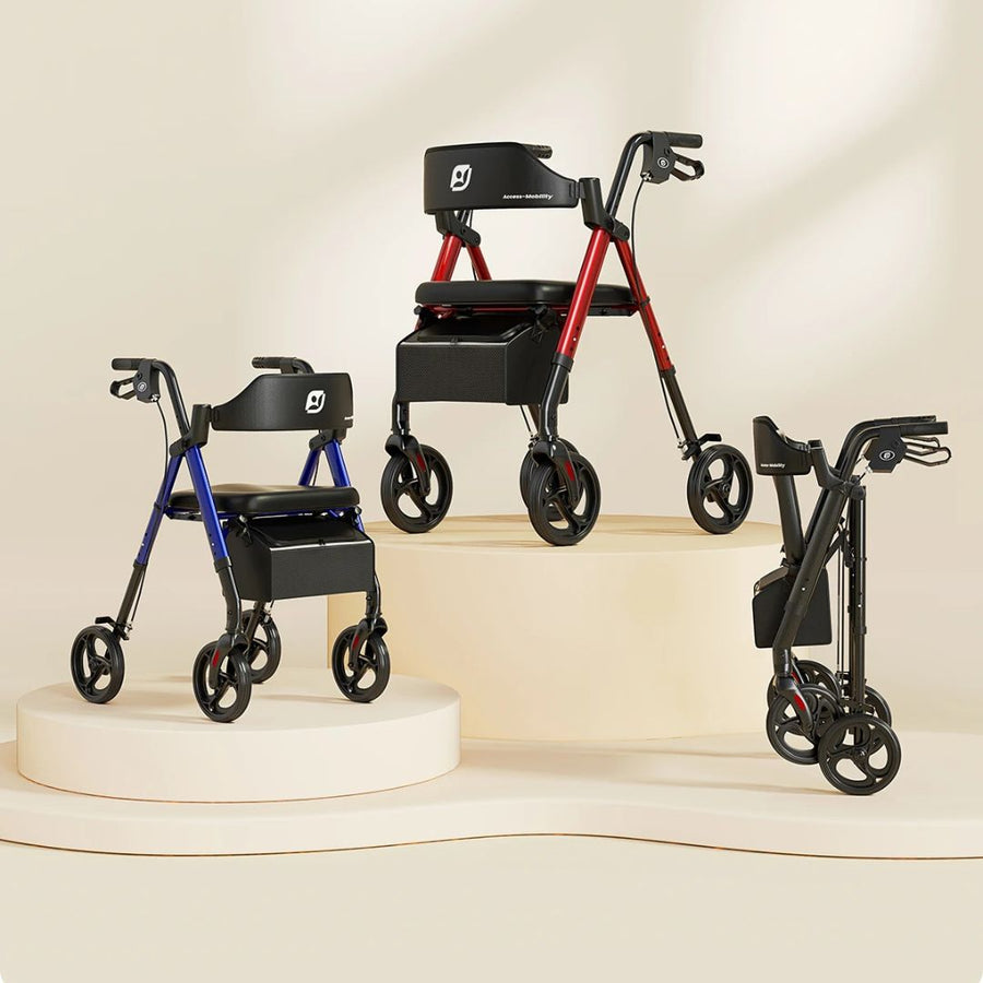 Foldable Rollator Walker for Seniors — 8" Wheels with Seat | StandSupport